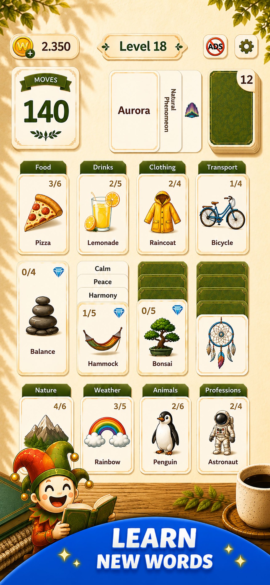 Solitaire Word Adventure word learning screenshot